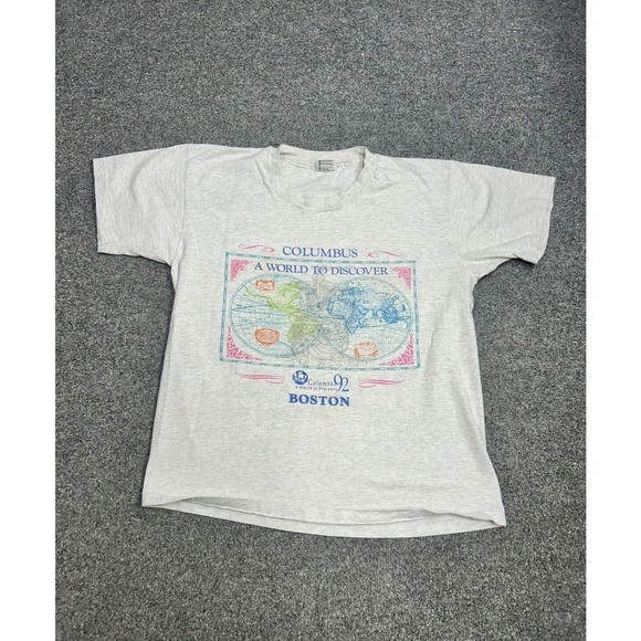 Vintage 90's 1992 Columbus World Of Discovery Single Stitch T-Shirt Size Large - Picture 1 of 9